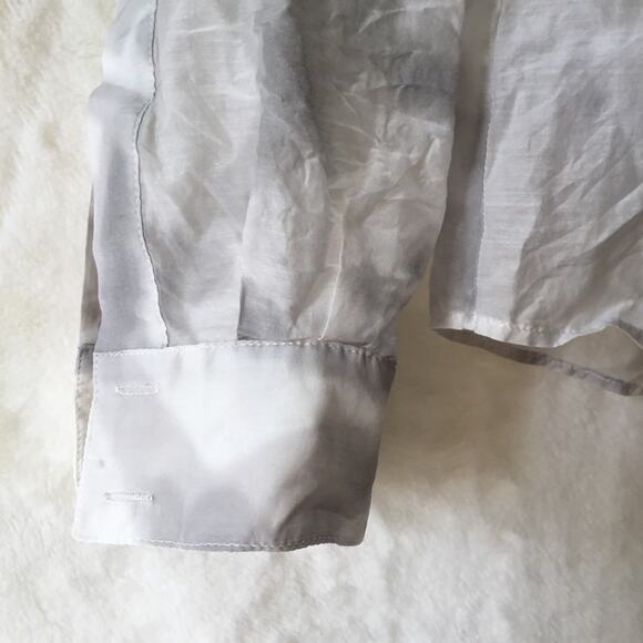 BCBGMaxAzria White and Gray Floral Half Button Down Shirt - Picture 4 of 16